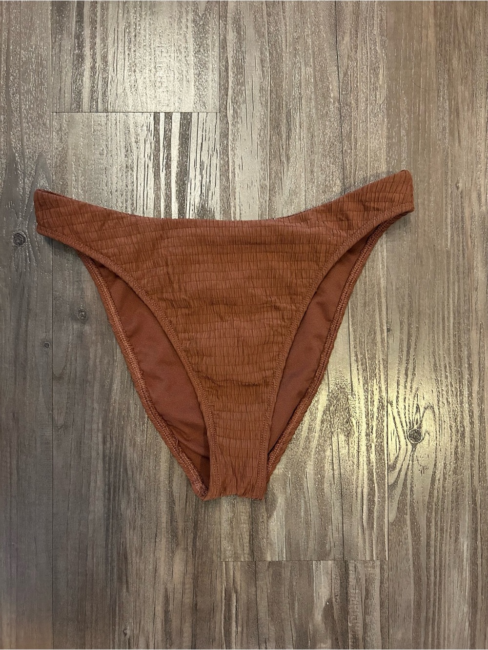 Abercrombie & Fitch Rust-Brown Ribbed Bikini Bottom